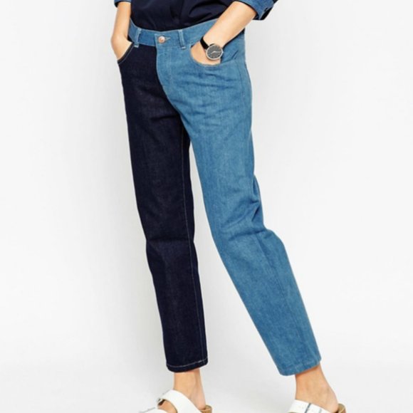ASOS Denim - ASOS straight-leg two tone jeans